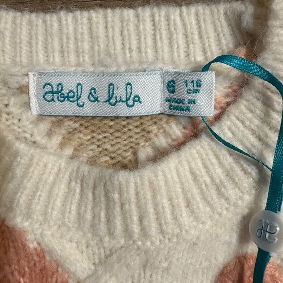 Abel & Lula Girls 6 Diamond Pattern Knit Sweater With Floral Embroidery - Picture 4 of 4